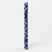 Coques Case-Mate iPhone Flore géométrique personnalisée bleu foncé et blan (Dos/Droite)