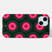 Coques Case-Mate iPhone Flore géométrique rose et vert (Verso (horizontal))