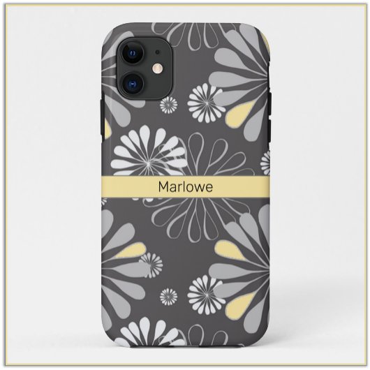 Coques Case-Mate iPhone Flore gris et jaune tendance