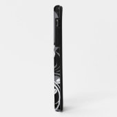 Coques Case-Mate iPhone Flore gris sur noir (Dos/Gauche)