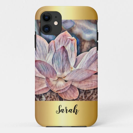 Coques Case-Mate iPhone Flore Lotus ajustée en or personnalisé (Dos)