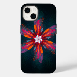 Coque Pour iPhone 14 Flore Mandala Flowers Orange Red Blue Abstract