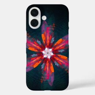Coques iPhone 16 Flore Mandala Flowers Orange Red Blue Abstract