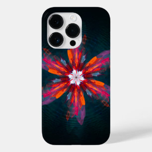 Coque Pour iPhone 14 Pro Flore Mandala Flowers Orange Red Blue Abstract