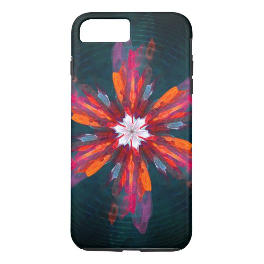 Coques Case-Mate iPhone Flore Mandala Flowers Orange Red Blue Abstract (Dos)