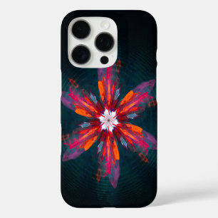 Coques iPhone 16 Pro Flore Mandala Flowers Orange Red Blue Abstract