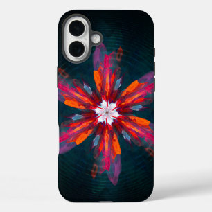 Coques iPhone 16 Plus Flore Mandala Flowers Orange Red Blue Abstract