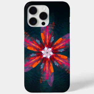 Coque iPhone 15 Pro Max Flore Mandala Flowers Orange Red Blue Abstract