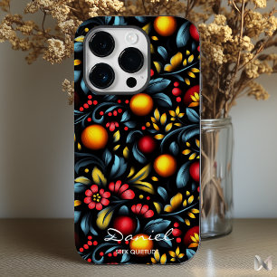 Coque Pour iPhone 14 Pro Flore moderne de Khokhloma avec une torsion dynami