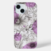 Coques Case-Mate iPhone Flore moderne dessin lilas violet Cercles rétro (Verso)
