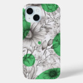 Coques Case-Mate iPhone Flore moderne dessin vert kelly Cercles rétro (Verso)