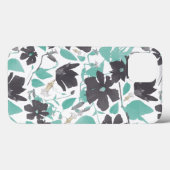 Coques Case-Mate iPhone Flore moderne tendance fleurs Gris Turquoise Ca (Verso (horizontal))