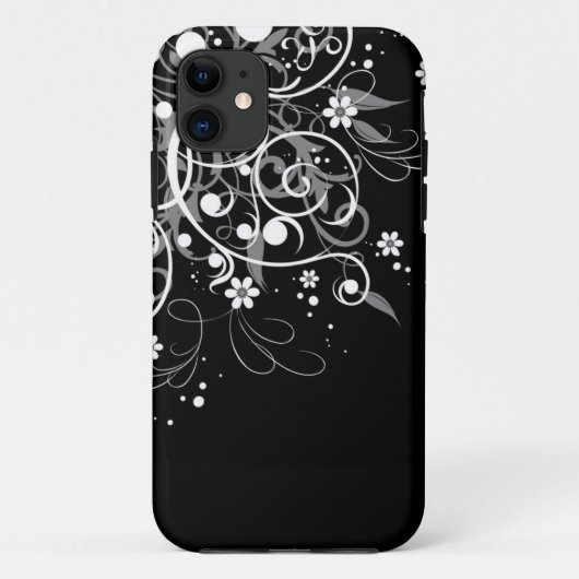 Coques Case-Mate iPhone Flore noire et blanche (Dos)