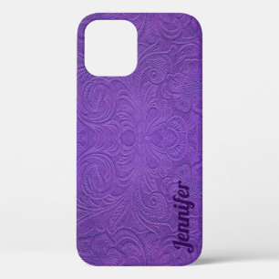 Case-Mate iPhone Case Flore pourpre Embossée Faux Suede cuir Look 3