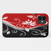 Coques Case-Mate iPhone Flore rouge blanc et noire (Dos (Horizontal))