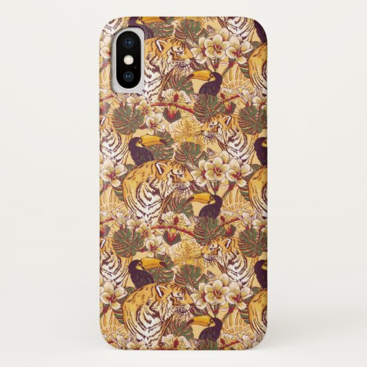 Coques Case-Mate iPhone Flore tropicale avec tigre (Dos)
