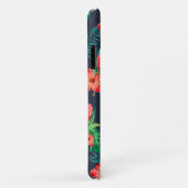 Coques Case-Mate iPhone Flore tropicale rouge sur la marine (Dos/Droite)