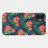 Coques Case-Mate iPhone Flore tropicale rouge sur la marine (Dos (Horizontal))