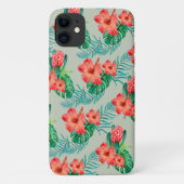 Coques Case-Mate iPhone Flore tropicale rouge sur Sage (Dos)