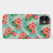 Coques Case-Mate iPhone Flore tropicale rouge sur Sage (Dos (Horizontal))