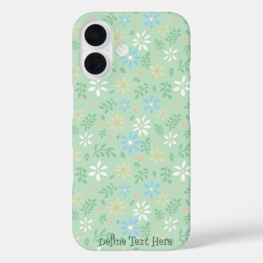 Coques Case-Mate iPhone Flore verte douce avec Fleurs Bleues Jaunes Blance (Verso)