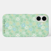 Coques Case-Mate iPhone Flore verte douce avec Fleurs Bleues Jaunes Blance (Verso (horizontal))