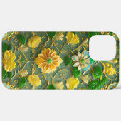 Coques Case-Mate iPhone Flore verte et or 3D (Verso / Droite)