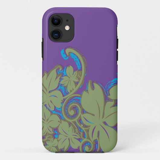 Coques Case-Mate iPhone Flore verte, violette, feuille turquoise (Dos)