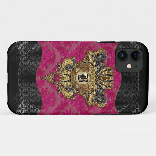 Coques Case-Mate iPhone Florendyne Elegant Damask Monogramme (Dos (Horizontal))
