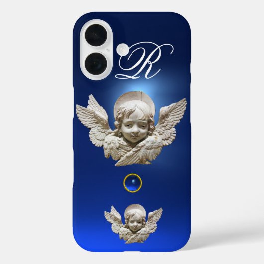 Coques Case-Mate iPhone FLORENTINE RENAISSANCE ANGEL Gem Bleu Monogramme (Verso)