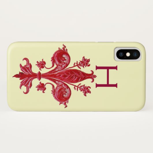 COQUES Case-Mate iPhone FLORENTINE ROUGE LILY FLEUR DE LIS (Dos (Horizontal))