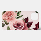 Coques Case-Mate iPhone Flores romantiques Aquarelle Roses Bourgogne (Verso (horizontal))