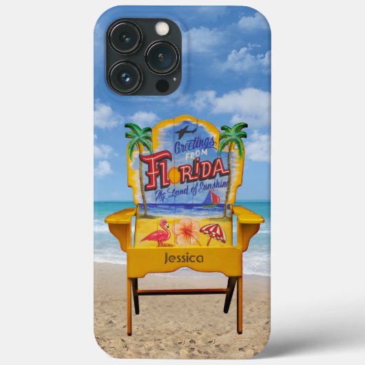Coques Case-Mate iPhone Florida Beach Chaise avec votre nom (Verso)