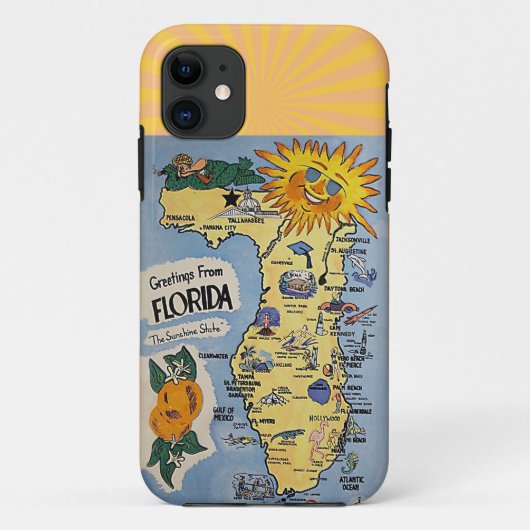 Coques Case-Mate iPhone Floride Salutations Carte Retro (Dos)