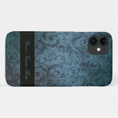 Coques Case-Mate iPhone Flourish bleu personnalisé (Dos (Horizontal))