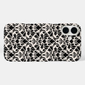 Coques Case-Mate iPhone Flourish Damask Big Pattern Black on Cream (Verso (horizontal))