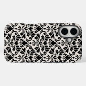 Coques Case-Mate iPhone Flourish Damask Big Pattern Black on Cream (Verso (horizontal))