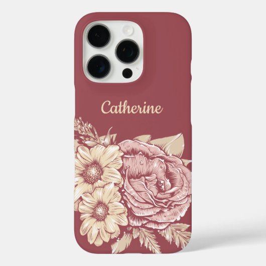 Coques Case-Mate iPhone Flower Illustration personnalisation nom de téléph (Verso)