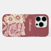 Coques Case-Mate iPhone Flower Illustration personnalisation nom de téléph (Verso (horizontal))