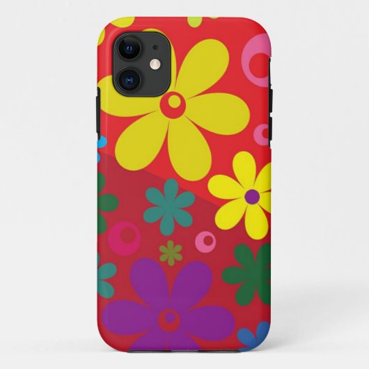 Coques Case-Mate iPhone Flower power sur le rouge (Dos)