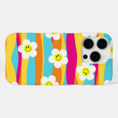 Coques Case-Mate iPhone flowers with yellow centers showing smiley faces (Verso (horizontal))