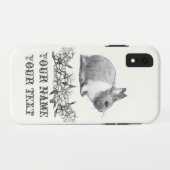 Coques Case-Mate iPhone Fluffez le lapin. Carton noir monochrome (Dos (Horizontal))