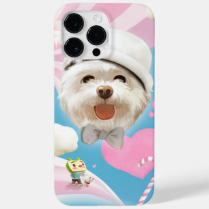 Coque Pour Pour iPhone 14 Pro Max Fluffy Dog avec Casquette blanc
