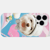 Coques Case-Mate iPhone Fluffy Dog avec Casquette blanc (Verso (horizontal))