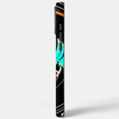 Coques Case-Mate iPhone Fluidité Éthérée | Abstrait Noir, Cyan et Blanc (Verso / Gauche)