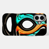 Coques Case-Mate iPhone Fluidité Éthérée | Abstrait Noir, Cyan et Blanc (Verso (horizontal))