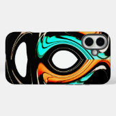 Coques Case-Mate iPhone Fluidité Éthérée | Abstrait Noir, Cyan et Blanc (Verso (horizontal))