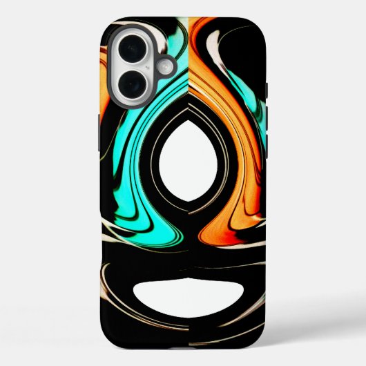 Coques Case-Mate iPhone Fluidité Éthérée | Abstrait Noir, Cyan et Blanc (Verso)