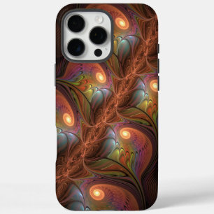 Coques iPhone 16 Pro Max Fluorescent coloré Abstrait Trippy Brown Fractal