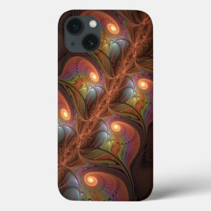 Coques Pour iPhone Fluorescent coloré Abstrait Trippy Brown Fractal
